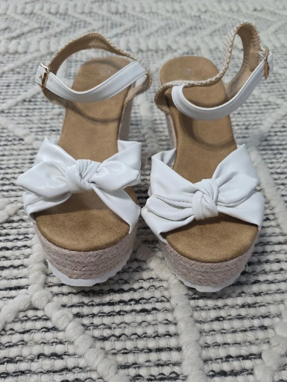 White Knot Espadrille Wedge Sandals - Women